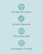 24 Piece Dinnerware Sets for 8 - Modern Style Stoneware Dinnerware Set - Scratch Resistant, Dishwasher Safe Plates and Bowls Sets Ceramic, Dish Set, Bowl and Plate Set - Black and Petrol Blue…