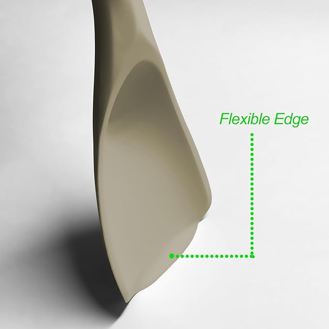 VOVOLY Cooking Spoon for Nonstick Cookwares, Silicone Spoon for Mixing, Scoop, and Scrape, Khaki,11"