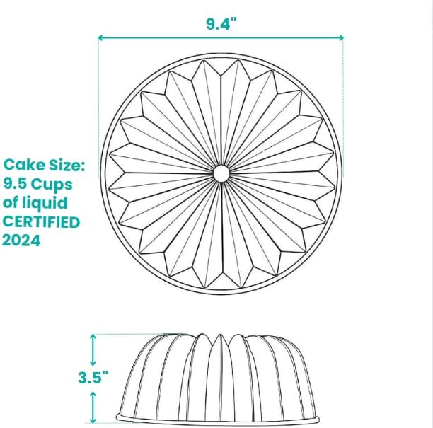 Baker's Secret Nonstick Fluted Cake Pans, Bake Unique Cakes, Die Cast Aluminum Cake Pans, 2 Layers Non-stick Coating Easy Release, Fluted Cake Pan - 9.7cups capacity 2024 - (French Wreath)