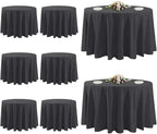 8 Pack Black Round Tablecloths, 120 Inch Stain Resistant and Wrinkle Polyester Fabric Washable Table Clothes Cover for Kitchen Dining, Wedding, Reception Banquet, Birthday Party, Buffet Restaurant
