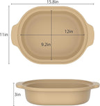 MAGNIFIQUE Casserole Dishes for Oven, 9x12 Porcelain Baking Dish, 4 Quarts Lasagna Pan with Handles, Oven Safe up to 500°F or on Stovetop, Use to Marinate, Cook, Bake, and Serve, Brown