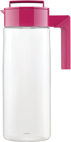 Takeya Airtight Pitcher - Everyday-Use for Iced Tea & More - Clear with Lid - Lightweight Kitchen Essential - Spill-Proof & Durable Kitchenware - 2 Quart, Raspberry