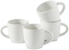 Hasense Espresso Cups Set of 4 Perfect for Demitasse, Cappuccino, Tea Bag and Juice, 5 Ounce Ceramic Stackable Mini Coffee Mugs Suit for Espresso Machine and Coffee Maker, White