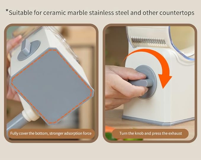 Rotary Cheese Grater with Hand Crank, 5 Interchangeable Blades Vegetable Slicer - Strong Suction Cup Base for Secure Use, Removable & Easy to Clean - Ideal for Cheese, Vegetables, Fruits, Nuts green