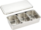 TIKUSAN Stainless Steel Seasoning Container Yakumi Pan Spice Storage Box Tray with Lid Medium Size Made in Japan (3 Containers)