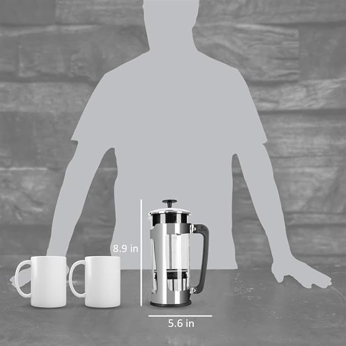 ESPRO P5 French Press Coffee Maker – Patented Double Micro-Filter for Grit Free Brew, Heat-Resistant Thicker Borosilicate Glass Coffee Press – 18 oz