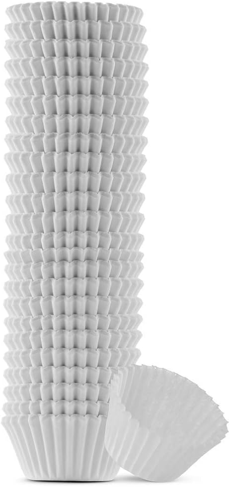 MontoPack Mini White Cupcake Liners | 500 Paper Baking Cups | Greaseproof No Smell Cupcake Wrappers | Muffin Liners for Desserts & Candies Cupcake Liner for Holidays, Birthdays & Protein Balls