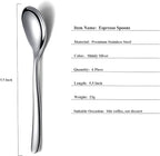 Demitasse Espresso Mini Spoons, 5.5'' Stainless Steel, Set of 6, Dishwasher Safe (Silver)
