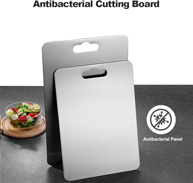 Pure Titanium Cutting Board Food Grade Cutting Board Non-slip surface is lightweight and resistant to deformation, suitable for outdoor camping and kitchen - Dishwasher safe(12"L x 8"W)