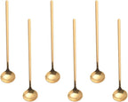 6.7 Inches Coffee Spoons, 18/8 Stainless Steel Espresso Spoons, 6 PCS Vogue Mini Tea Spoons, Cappuccino Stirring Spoons, Small Spoons for Dessert, Ice Cream, Frosted Handle,Sweejar(Gold)