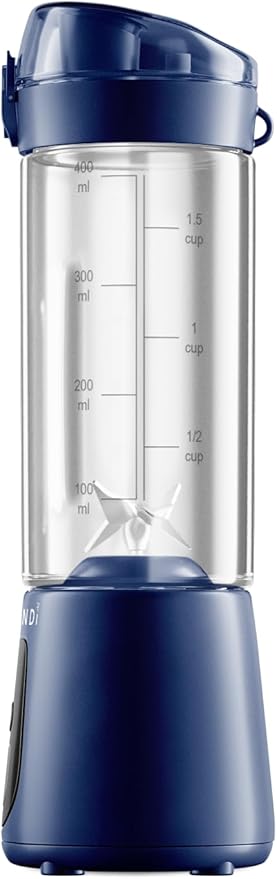 BLENDi Pro+ Portable Blender (17.5oz, Navy Blue) – Powerful Ice Crushing 120W Motor, USB-C Rechargeable, Cordless Personal Blender Smoothies & Shakes – BPA-Free, Self-Cleaning, Travel-Friendly