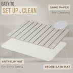 Stone Drying Mat for Kitchen Counter – Large Foldable Diatomaceous Earth Mat 24”x16” – Absorbent Quick Dry Mat for Bathroom, Countertop – Collapsible Stone Bath Mat for Dishes, Cups, Bottles