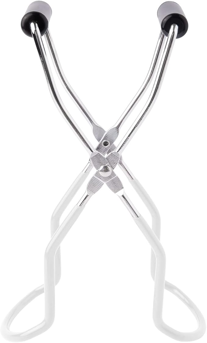 Eeoyu Canning Jar Lifter Tongs Stainless Steel Jar Lifter with Grip Handle for Home Kitchen (White)