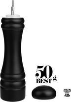 Pepper Mill Black 12 Inch Tall Large Pepper Grinder Mill Wood Refillable Stainless Steel Metal Mechanism Adjustable Coarseness