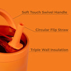 HydroJug Sport - Stainless Steel Tumbler with Straw, Vacuum Insulated, 32oz Leakproof Water Bottle, Ergonomic Design, Reusable, Dishwasher Safe, Rubber Base, Durable for Gym or Outdoors, Tangerine