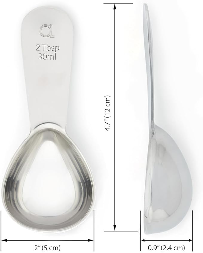 Apace Living Coffee Scoop (Set of 2) - 2 Tablespoon (2 Tbsp / 1/8 Cup / 1 oz) - The Best Stainless Steel Measuring Spoons for Coffee, Tea, and More