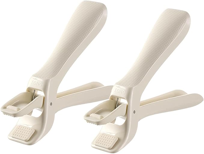 Anti-Scald Bowl Holder Clips, Multi-Function Heat Resistant Silicone Grip Tongs, Non-Slip Hot Dish and Plate Gripper Clip for Pots, Bowls, Plates, Ideal for Kitchen, Steamer, Microwave (Beige, 2Pcs)