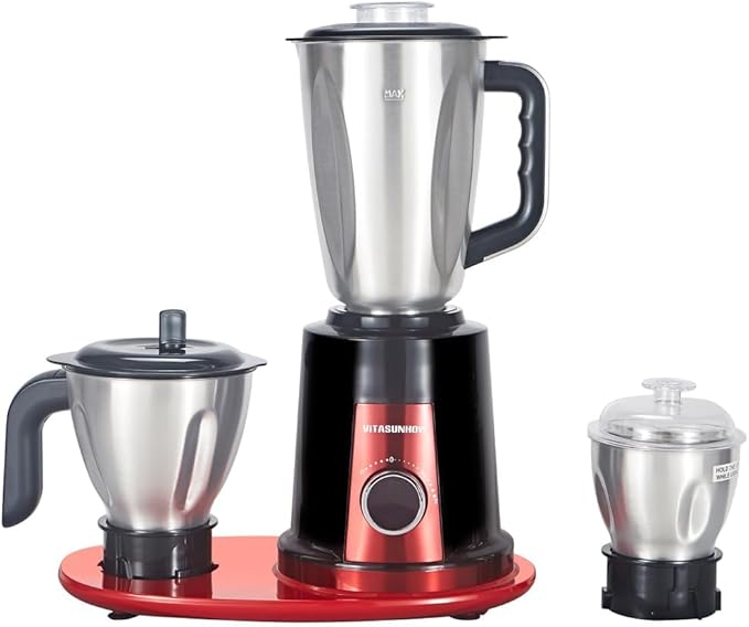 Indian Mixer Grinder, features 800 Watt motor Comes with 3 Stainless Steel Jars