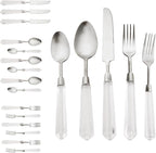 JASHII 20pcs 304 Stainless Steel Silver Flatware Cutlery Set, Matte Finished Knife Fork Spoon Set, Creative Handle,Service for 4, Dishwasher Safe for Home Wedding Hotel