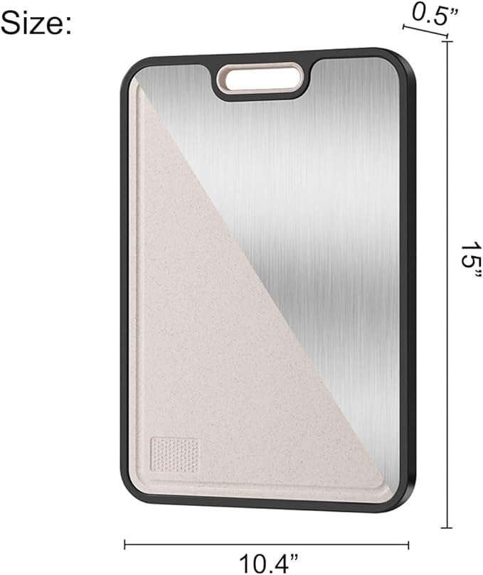 Titanium Cutting Boards for Kitchen,Double Sided Titanium & Wheat Straw PP Chopping Board for Meat, Vegetables, Fruits, Cheese,Bread, Knife Friendly,Dishwasher Safe,Easy to Clean (15.1"*10.4"*0.59")