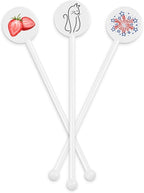 5.5" Custom White Disc-Top Stirrer – Personalized Drink Stirrers with Full-Color Printing – Bright, Clean Look for Cafés, Bars & Events – 50 Pack