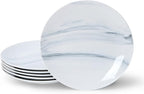 bestone Dinner Plates, 10.5 Inch Plates Set of 6, Porcelain Round Dessert Salad Dinner Plates, Serving Dishes for Kitchen, Dishwasher, Microwave, Freezer, Oven Safe, Marble Blue