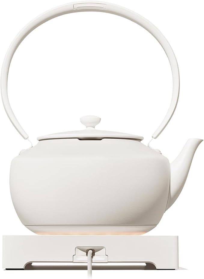 BALMUDA MoonKettle | Electric Kettle with Temp Control (122°F - 212°F) | HOLD & Keep Warm | 900ml (30 fl oz) | Soothing Ambient Light & Sound | Precision Pour Spout | White