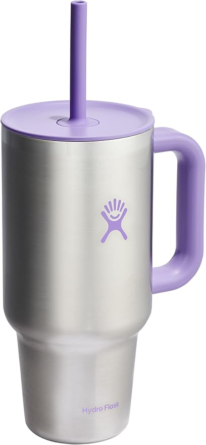 Hydro Flask 32 Oz Travel Tumbler with Handle, Lid and Straw - Insulated Stainless Steel in Stainless Steel Violet