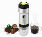Portable Espresso Maker, 20 Bar Pressure Small Coffee Machine, Rechargeable Battery Operated Mini Coffee Maker for Pods or Grounds, Includes Car Charger, for Hot & Iced Coffee (Silver)