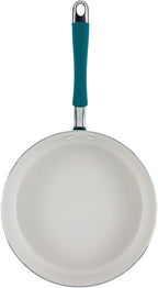 Rachael Ray Cucina Ceramic Nonstick Saute Pan with Lid, 3 Quart Non Stick Sauteuse Pan, Dishwasher Safe - Marine Blue