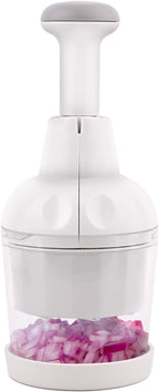 Vegetable Chopper, Food Chopper Manual Hand, Onion, Salad, Garlic, Nut & Veggie Cutter, Dishwasher Safe, White
