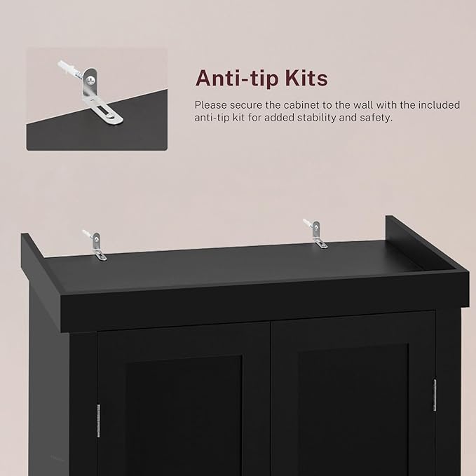 72” Kitchen Pantry Cabinet, with 6 Hanging Shelves & 1 Large Drawer, Adjustable Shelf, for Dinging Room, Living Room, Black