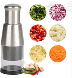 Stainless Steel Garlic Press Mincer with Comfortable Grip, Built-in Spring, 6.3 Inch Height, Clear Collection Cup