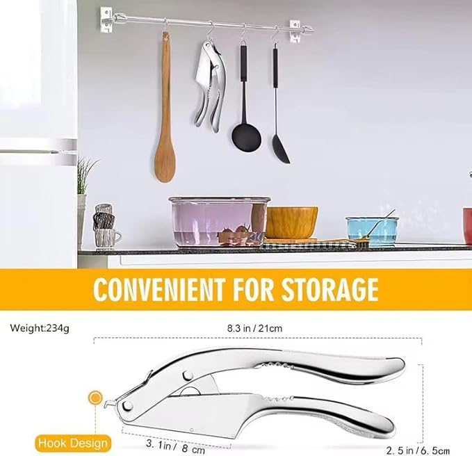 Premium 3-in-1 Garlic Press & Slicer – Heavy-Duty Kitchen Tool, Rust-Proof & Easy to Squeeze! Crush, Slice & Mince Garlic, Ginger and Nuts Effortlessly – Dishwasher Safe & Durable.