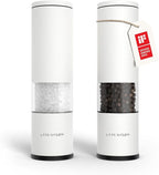 LARS NYSØM Salt and Pepper Grinder Set 2 pieces I Salt Pepper Mill with Adjustable Ceramic Grinder I Design Spice Grinder Set Manual (Pure White)