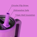 HydroJug Kids - 20 oz Insulated Kids Water Bottle with Flip Straw & Handle | Leak-Proof & Durable | Perfect for School, Sports, Lunch, Travel & Camp, Pulse