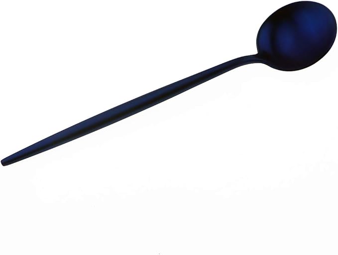 Matte Blue Gugrida 5-Piece 18/10 Stainless Steel Silverware Set, Satin Finish Flatware, Kitchen Utensils, Tableware Travel Cutlery for Camping, Office or School Lunch, Dishwasher Safe