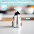 Hendiy 3 Pieces Churro Piping Tips, Stainless Steel 9FT Large Piping Tip Churro Maker Icing Tips, Pastry Tips for Cake Decorating Frosting Tip