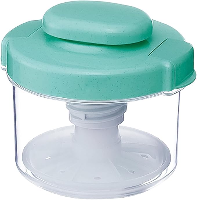 Instant Pickle Maker Vegetable Press Tsukemono Container Round Made in Japan BPA Free (Green 0.8L)