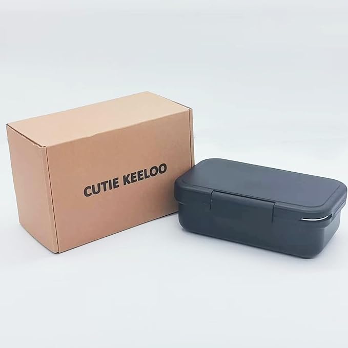 Stainless Steel Bento Box for Adults - Leakproof Microwave Safe Lunch Box for Work, Meal Prep and On the Go with Utensils & Canvas Bag (Black)
