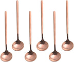 6 PCS Coffee Spoons, 18/8 Stainless Steel Espresso Spoons, 5.2 Inches Vogue Mini Tea Spoon, Cappuccino Stirring Small Spoon for Dessert, Ice Cream, Frosted Handle, Sweejar(Rose gold)