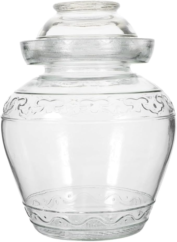 2.5 Liter Canning Pickle Fermentation Jar Glass Jar with Lid, Kombucha Crock with Water Seal for Making Pickles, Kimchi, Sauerkraut, Kombucha and Wine Brewing, Fermentation Kit