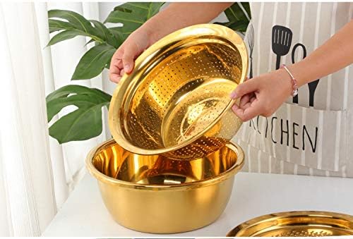 3PC/Set Colander set Stainless Steel Vegetable Slicer Fruit Potato Peeler Carrot Grater Strainer Utensil Round Rice Washer Bowl Drain Basket-Red