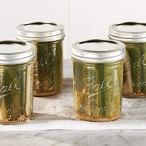 Ball Wide Mouth Glass Mason Jars with Lids and Bands, Used for Canning, Pickling, Juice, Jam, Jelly, Pint Size 16 Ounce (Pack of 6)