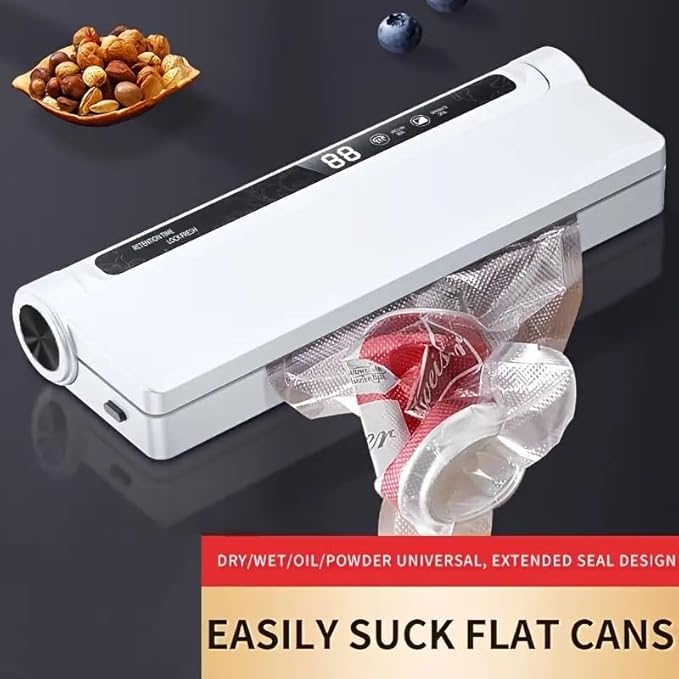Vacuum Sealer Machine for Food Storage - 75KPA Strong Suction, Dry & Wet Modes, Includes 30 Vacuum Seal Bags, Digital Timer, Compact for Home Kitchen (Lightweight, BPA Free)