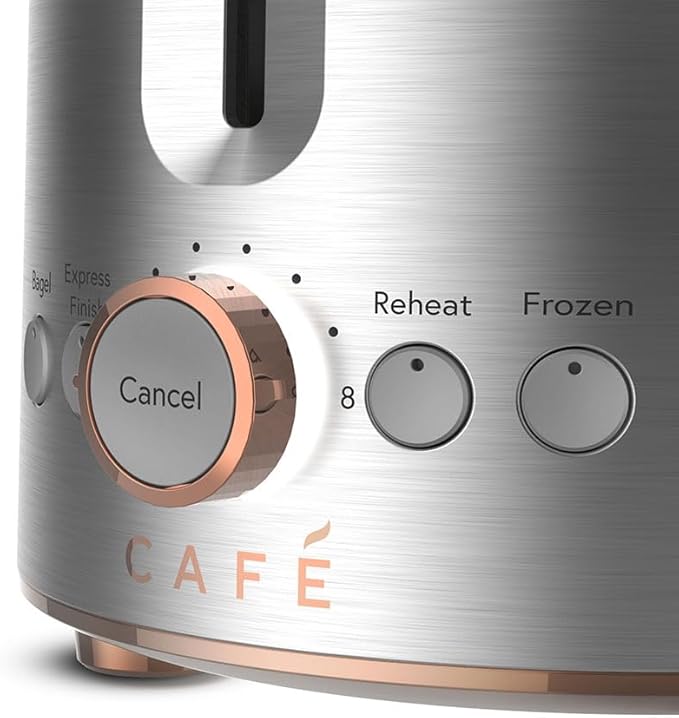 Café Express Finish 2-Slice Toaster | Extra-Wide Slots, Extra Lift for Waffles, Pastries, Texas Toast & More | 4 Pre-Set Functions, 8 Shade Options | Countertop Kitchen Essentials | Stainless Steel