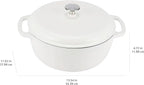 Amazon Basics Cast Iron Dutch Oven Pot with Lid, Enameled, Round, Dual Handles, Heavy-Duty, Medium, 6-Quart, Matte White