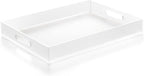 16"x12" Large Acrylic Serving Tray Decorative Ottoman Coffee Table Vanity Tray Tea Fruit Platter Snack Appetizer Dessert Drink with Handles for Bar Kitchen Party, Frosted