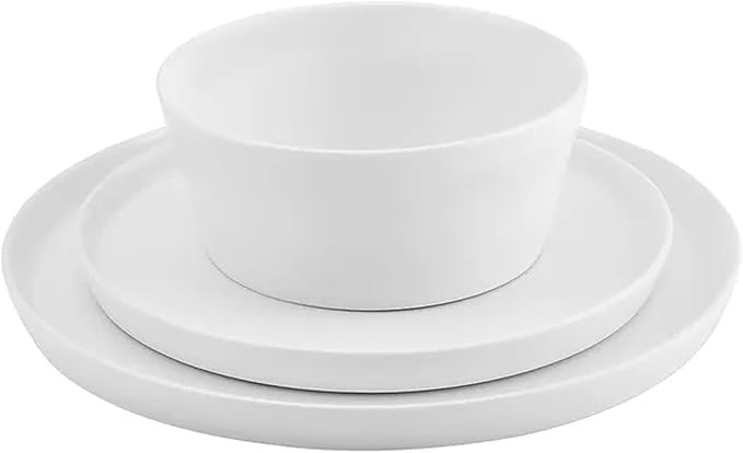 Karaca Salvare 18-Piece Bone China Dinnerware Set for 6 – Dishwasher Safe, Includes Dinner Plates, Side Plates, and Soup Bowls – Elegant White Dinner Set