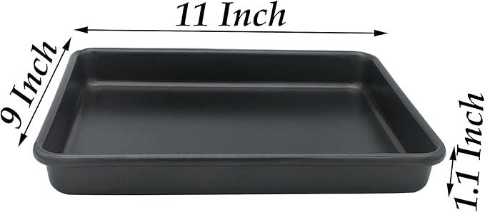 Small Cookie Sheets 11X9 Inch 2Pcs Mini Baking Pan Toaster Oven Tray Nonstick Thicken Brushed Carbon Steel Magnetic No Warp 1 to 2 Person Bakeware By HYTK